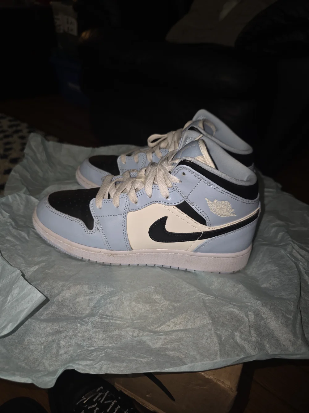 Jordan Kids' Light Blue and Black High-Top Sneakers